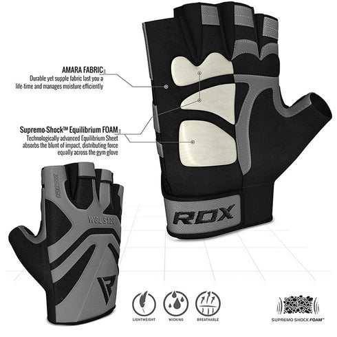 RDX S12 GYM WEIGHT LIFTING GLOVES/Gry-3
